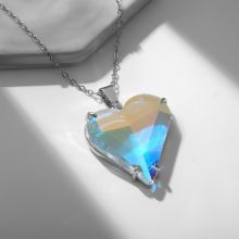 Pendant "Heart", rainbow color in silver